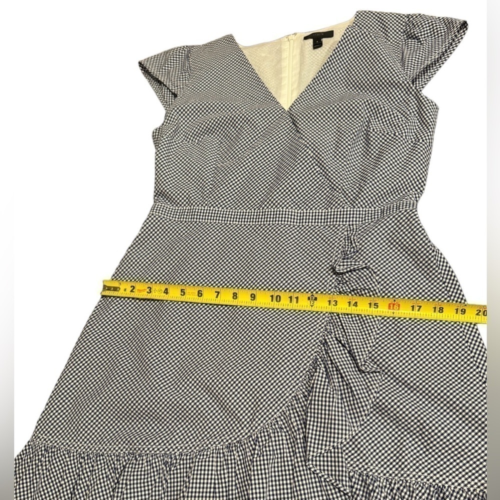 J. Crew Gingham Dress Blue and White Womens Size 6 Cap Sleeve 100% Cotton Poplin - Picture 7 of 15